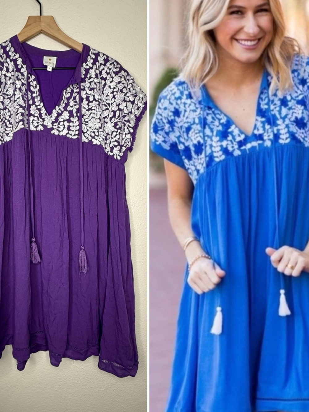 J. Marie embroidered tunic dress
Laynie floral colorful tassels mini in purple